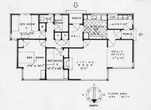 Floor plan of a 1930s state house. MNZ-2150-1/4-F. Alexander Turnbull Library. Public domain. 